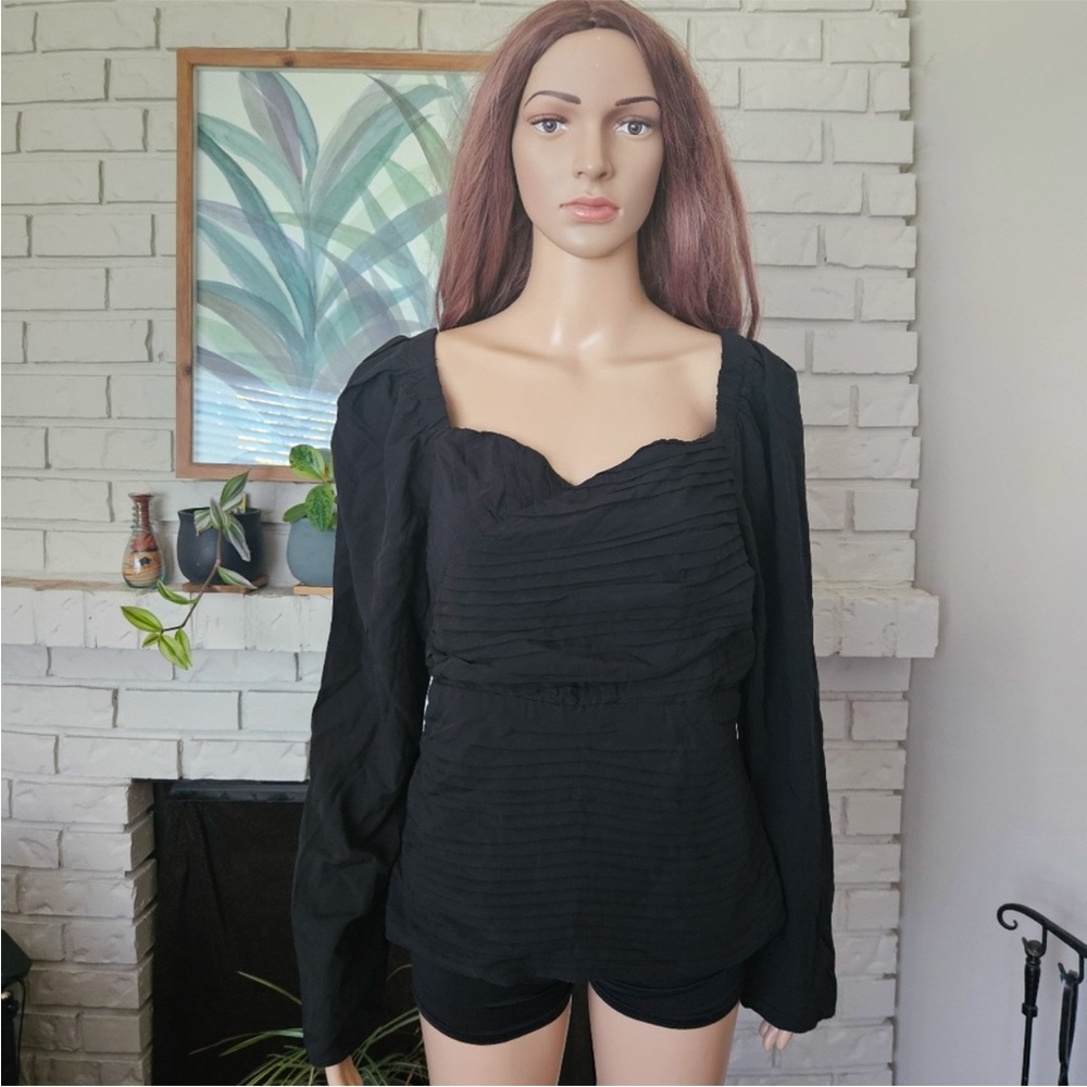 ASOS Y.A.S top Yasdanube smock back black long sleeves  blouse